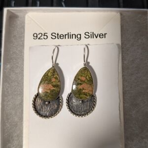 Intricate Green and Pink Earrings with Artisanal Flair